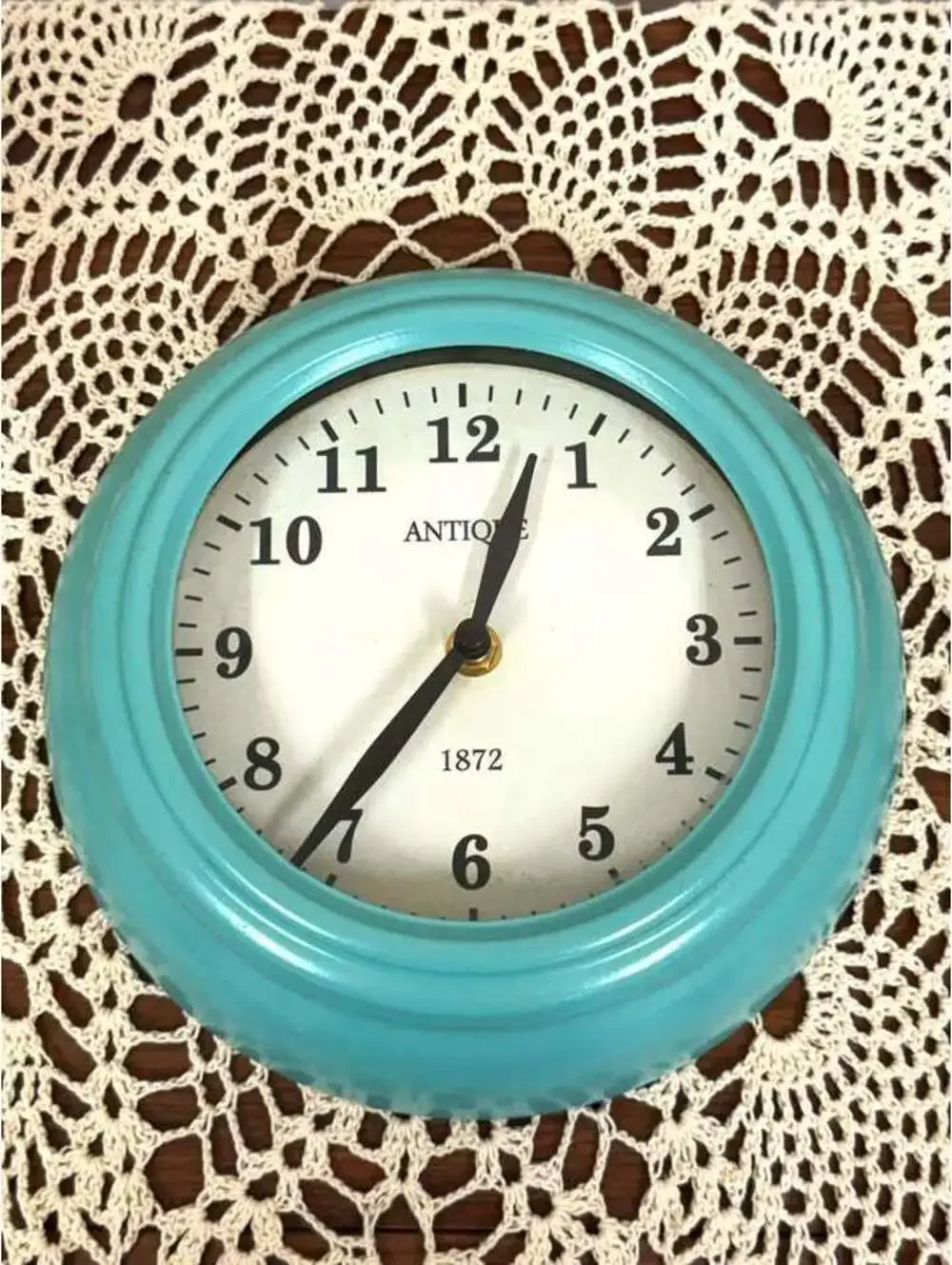 World Market Turquoise Blue Wall Clock 8.5” Retro 1872 Quartz Kitchen Decor
